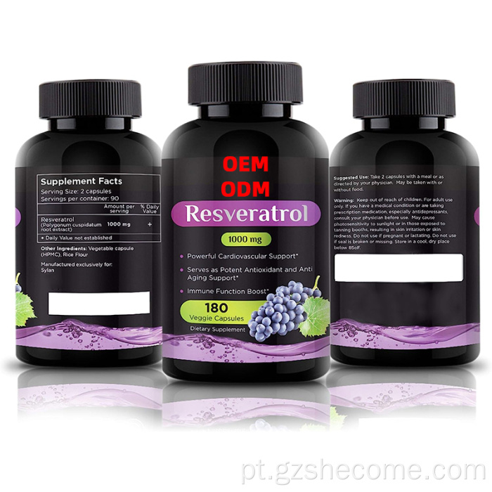 Cápsulas de resveratrol de suporte cardiovascular personalizado